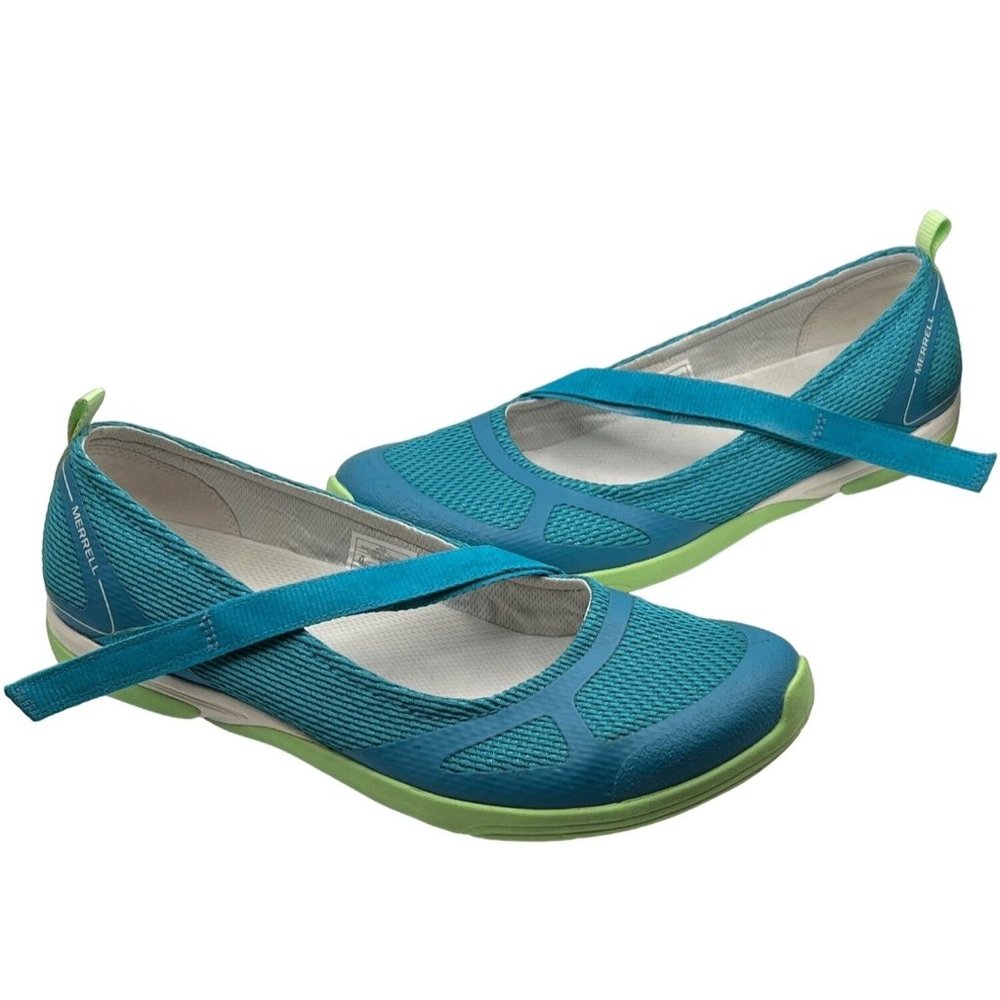 Merrell Womens Ceylon Shoe Size 9.5 Teal Mesh Active Sports Casual Mary Jane